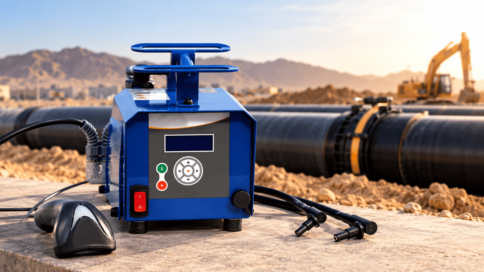 PFS Tiny Data MF USB electrofusion control unit at a pipeline site